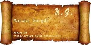 Matusz Gergő névjegykártya